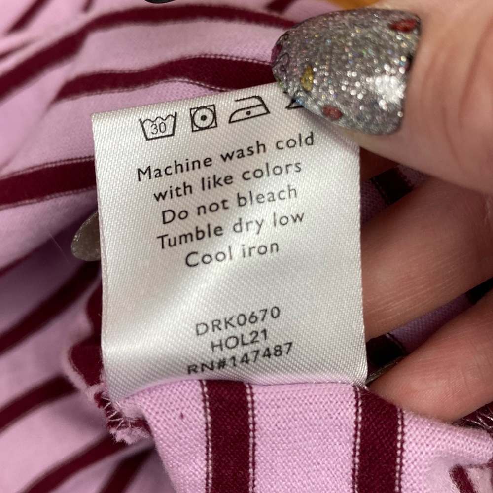 Draper James Tie Waist Dark Pink Mariner Striped T-Shirt Dress - Picture 10 of 10